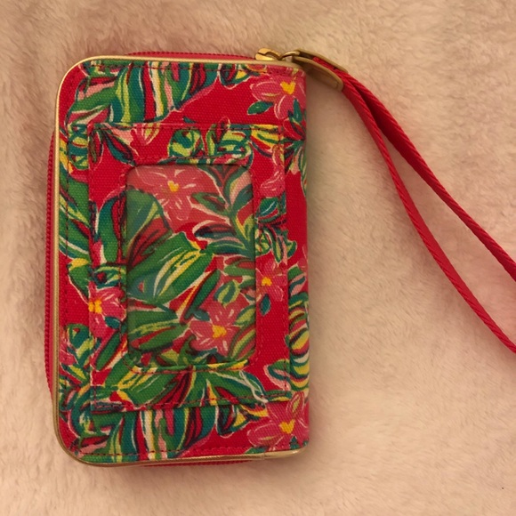 Lily Pulitzer pink wristlet with card & Id holder - Picture 2 of 4